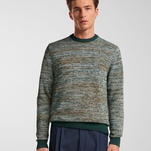 Simons | Le31 Crewneck Striped Sweater Mens XL Green Tan Cotton Long Sleeved